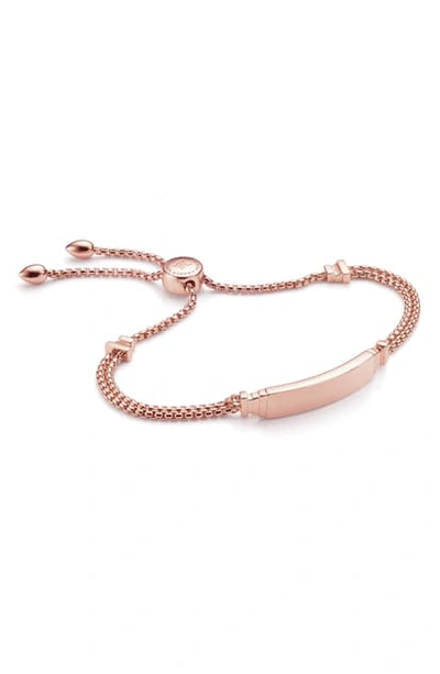 Shop Monica Vinader Engravable Baja Deco Id Bracelet In Rose Gold