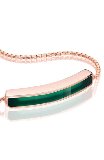 Shop Monica Vinader Engravable Baja Stone Bracelet In Green Onyx/ Rose Gold