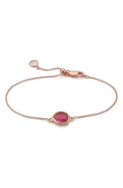 Shop Monica Vinader 'mini Siren' Fine Chain Bracelet In Pink Quartz/ Rose Gold