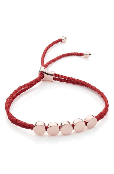 Shop Monica Vinader Engravable Linear Bead Friendship Bracelet In Rose Gold/ Red Metallic