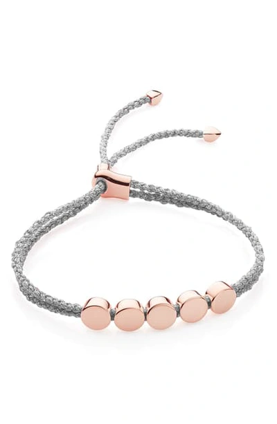 Shop Monica Vinader Engravable Linear Bead Friendship Bracelet In Rose Gold/ Silver Metallic