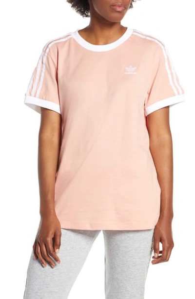 Shop Adidas Originals 3-stripes Tee In Dust Pink