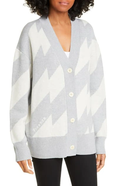 Shop Proenza Schouler Glitch Jacquard Merino Wool Blend Cardigan In Ecru