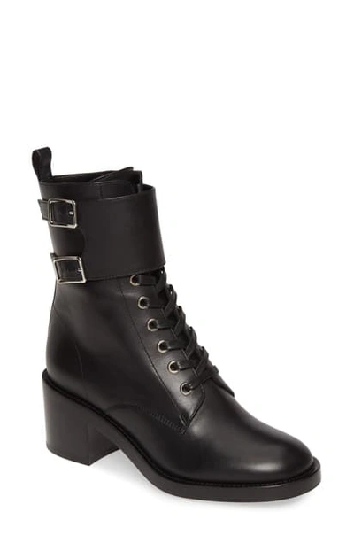 Shop Gianvito Rossi Ankle Cuff Combat Boot In Black