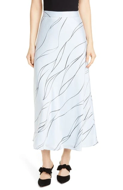 Shop Equipment Iva Silk Blend Midi Skirt In Blue Aere Eclpse