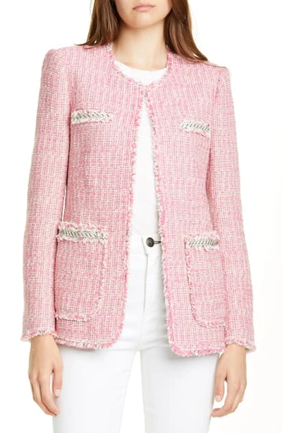 Shop Rebecca Taylor Silk Tweed Jacket In Pink