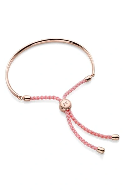 Shop Monica Vinader Engravable Fiji Friendship Bracelet In Rose Gold/ Ballet Pink