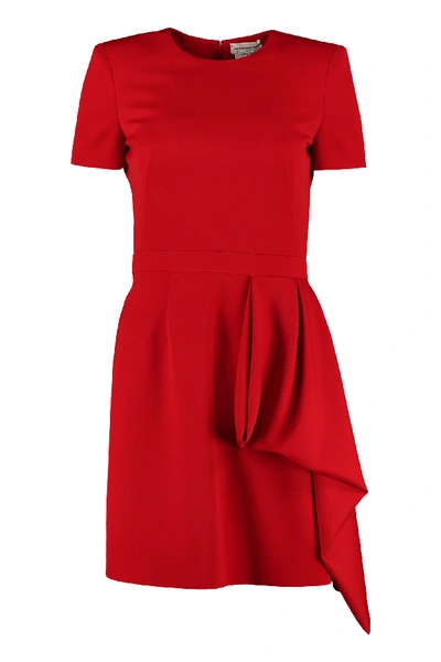 Shop Alexander Mcqueen Virgin Wool Dress In Red