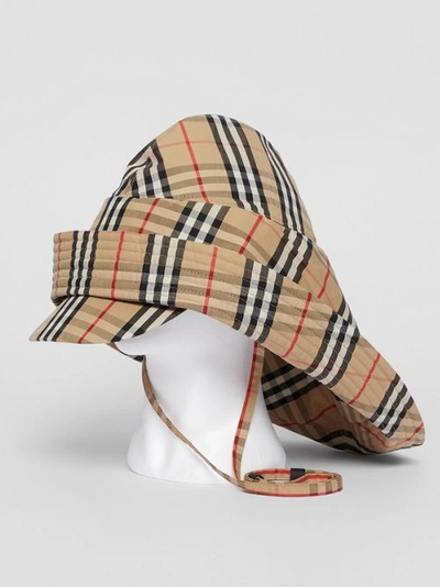 Shop Burberry Vintage Check Rain Hat In Archive Beige