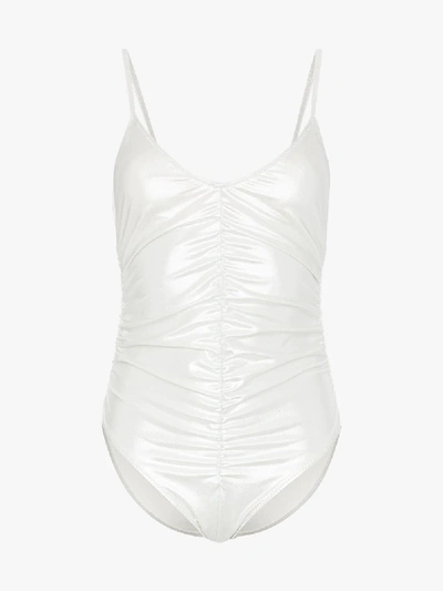 Shop Lisa Marie Fernandez Ruched Metallic Swimsuit