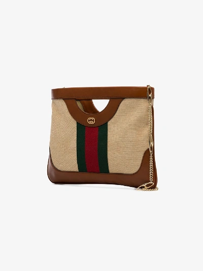 Shop Gucci Brown Large Vintage Canvas Shoulder Bag