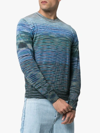 Shop Missoni Knitted Crew Neck Sweater In Blue