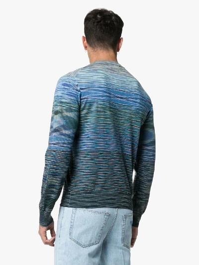 Shop Missoni Knitted Crew Neck Sweater In Blue