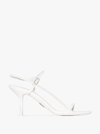 Shop Prada White 75 Patent Slingback Sandals