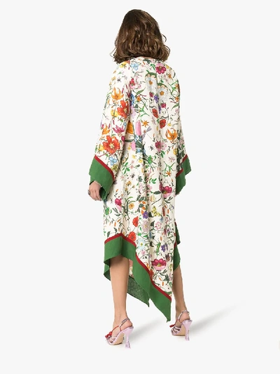 Shop Gucci Floral Print Kimono Dress In Multicolour