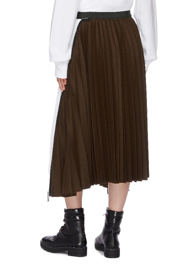 Shop Sacai Contrast Colourblock Melton Panel Pleated Skirt