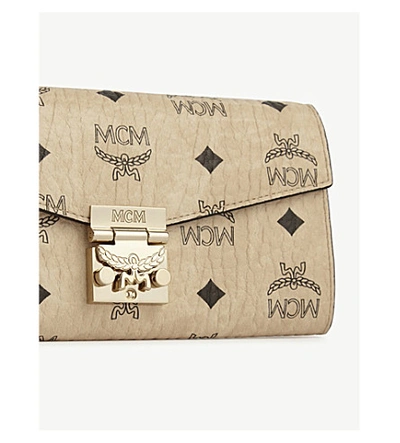 Shop Mcm Patricia Leather Cross-body Bag In Beige