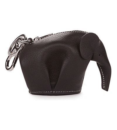 Shop Loewe Elephant Leather Charm In Black/white
