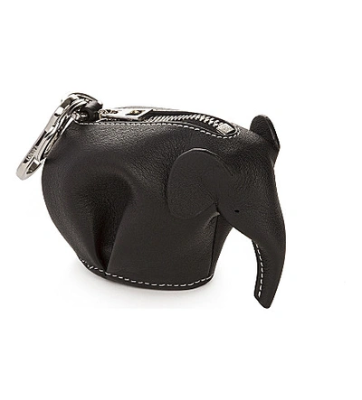 Shop Loewe Elephant Leather Charm In Black/white