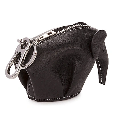 Shop Loewe Elephant Leather Charm In Black/white