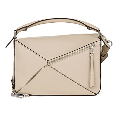 Shop Loewe Puzzle Leather Shoulder Bag In Ash