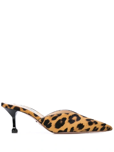 PRADA LEOPARD PRINT MULES - 金色