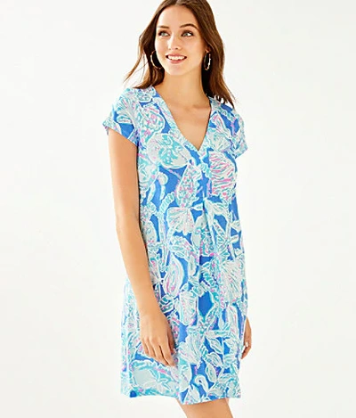 Shop Lilly Pulitzer Amina Cap Sleeve Dress In Blue Haven Pop Up Into The Deep