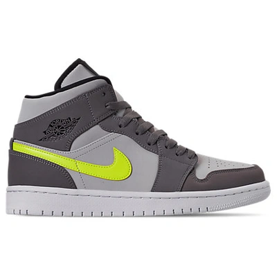Shop Nike Men's Air Jordan 1 Mid Retro Basketball Shoes In Grey