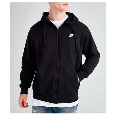 Shop Nike Sportswear Club Fleece Full-zip Hoodie In Black/black/white