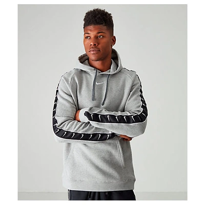 Nike Men's Sportswear Swoosh Tape Fleece Hoodie In Grey | ModeSens
