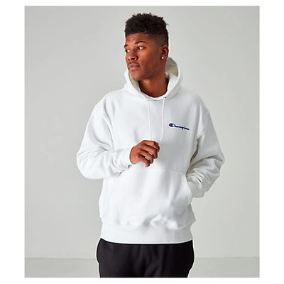 Shop Champion Men's Reverse Weave Embroidered Logo Hoodie In White