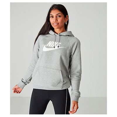 Shop Nike Women's Sportswear Essential Fleece Pullover Hoodie In Grey Heather
