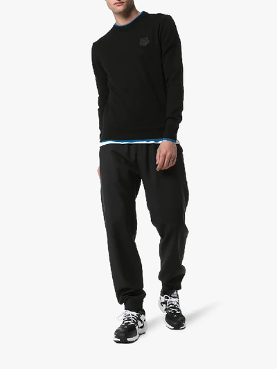 Shop Kenzo Tiger Crew Knit Sweater In 101 - Black