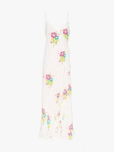 Shop All Things Mochi Melanie Floral Ruffled Wrap Dress In Multicolour