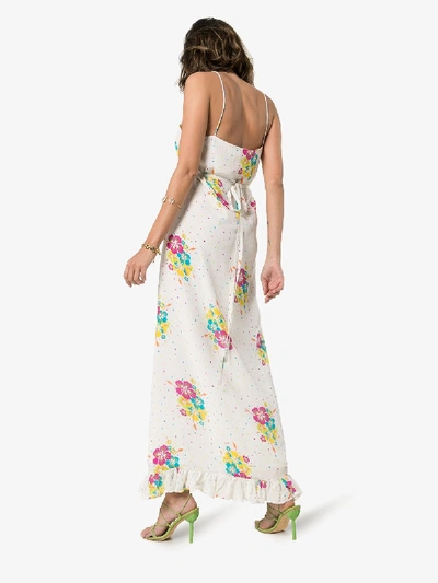 Shop All Things Mochi Melanie Floral Ruffled Wrap Dress In Multicolour
