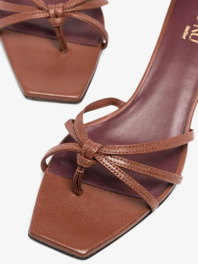 Shop Manu Atelier Brown Ankle Tie 50 Leather Sandals