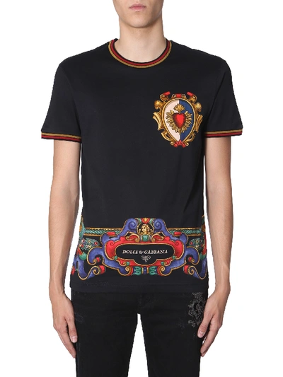 Shop Dolce & Gabbana Heart Printed T-shirt In Black