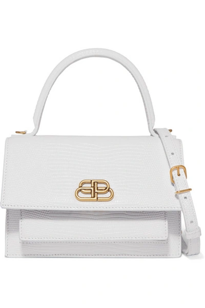 Shop Balenciaga Sharp Xs Lizard-effect Leather Shoulder Bag In White