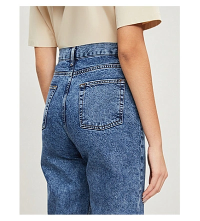 Shop Sandro Acid-wash Cropped High-rise Jeans In Blue Jean