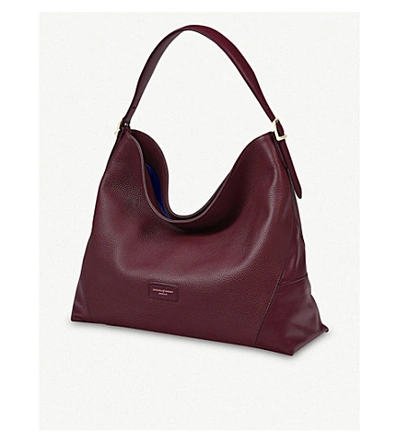 Shop Aspinal Of London Small 'a' Leather Hobo Bag In Bordeaux
