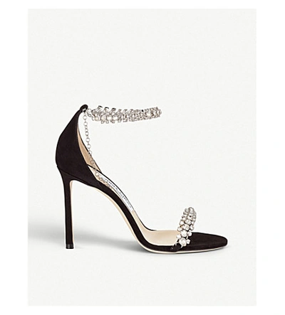 Shop Jimmy Choo Shiloh 100 Suede Sandals In Black