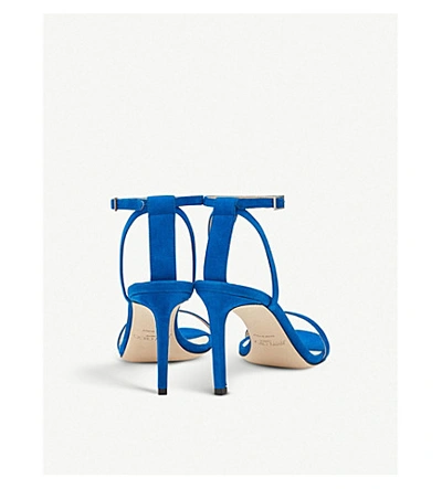 Shop Jimmy Choo Minny 85 Suede Sandals In Electric Blue