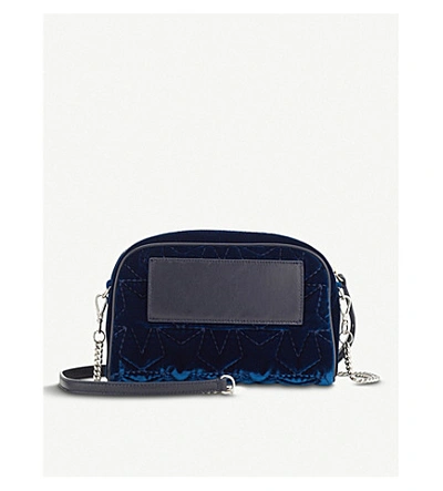 Shop Jimmy Choo Helia Stud-embellished Velvet Belt Bag In Navy