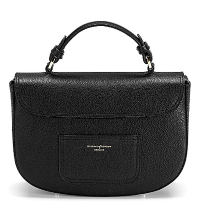 Shop Aspinal Of London Letterbox Leather Saddle Bag In Black