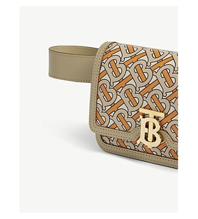 Shop Burberry Tb Monogram Leather Belt Bag In Bright Orange