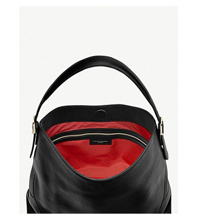 Shop Aspinal Of London Womens Black Small 'a' Leather Hobo Bag