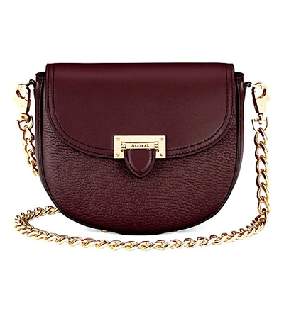 Shop Aspinal Of London Letterbox Leather Saddle Bag In Bordeaux