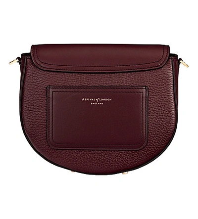 Shop Aspinal Of London Letterbox Leather Saddle Bag In Bordeaux