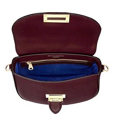 Shop Aspinal Of London Letterbox Leather Saddle Bag In Bordeaux