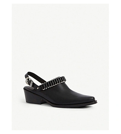 Shop Allsaints Ryder Leather Heeled Mules In Black